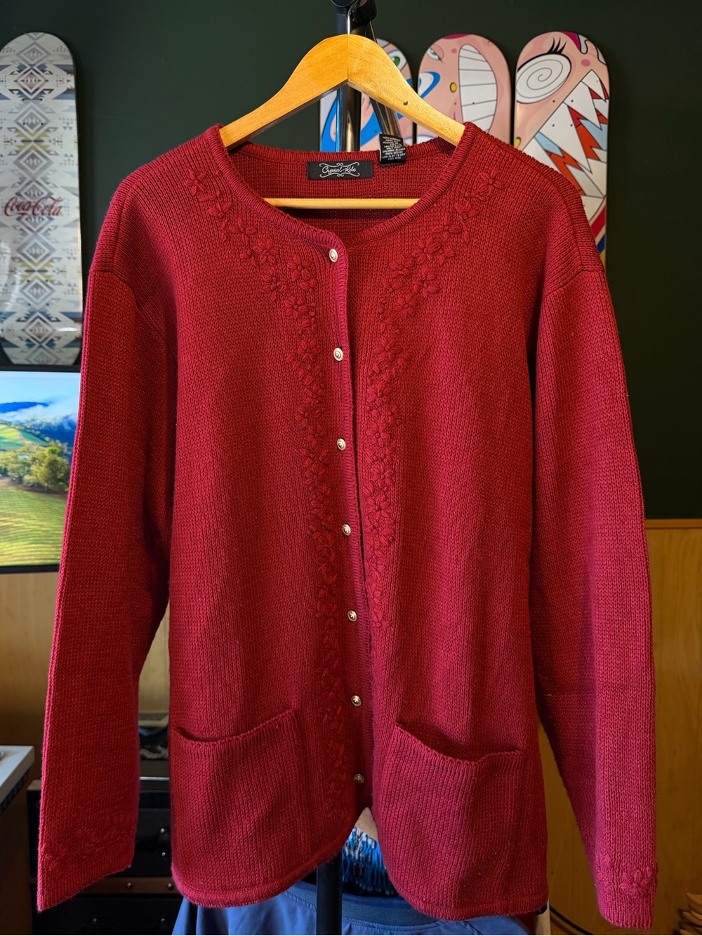 Knit Cardigan Cranberry Sauce Full Button Sweater - NEW Crystal Kobe 2XL